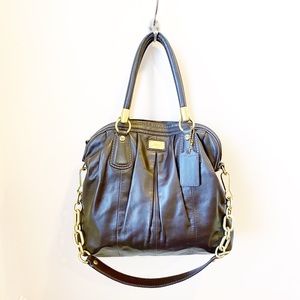 Leather Coach Satchel in Mahogany